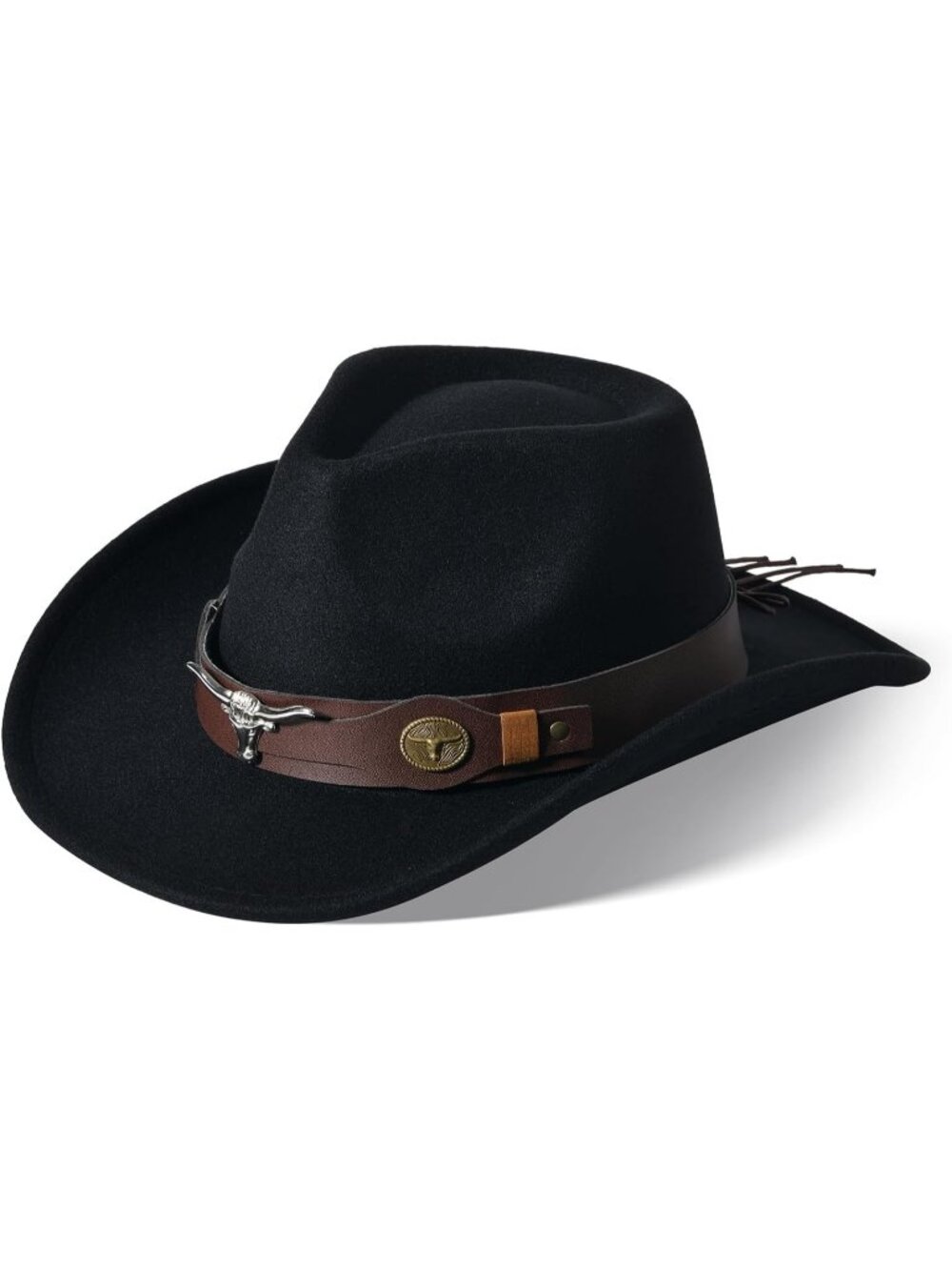 Women's Black 8# Western Cowgirl Hats Felt Fedora Hat Chapeau Halloween Costume
